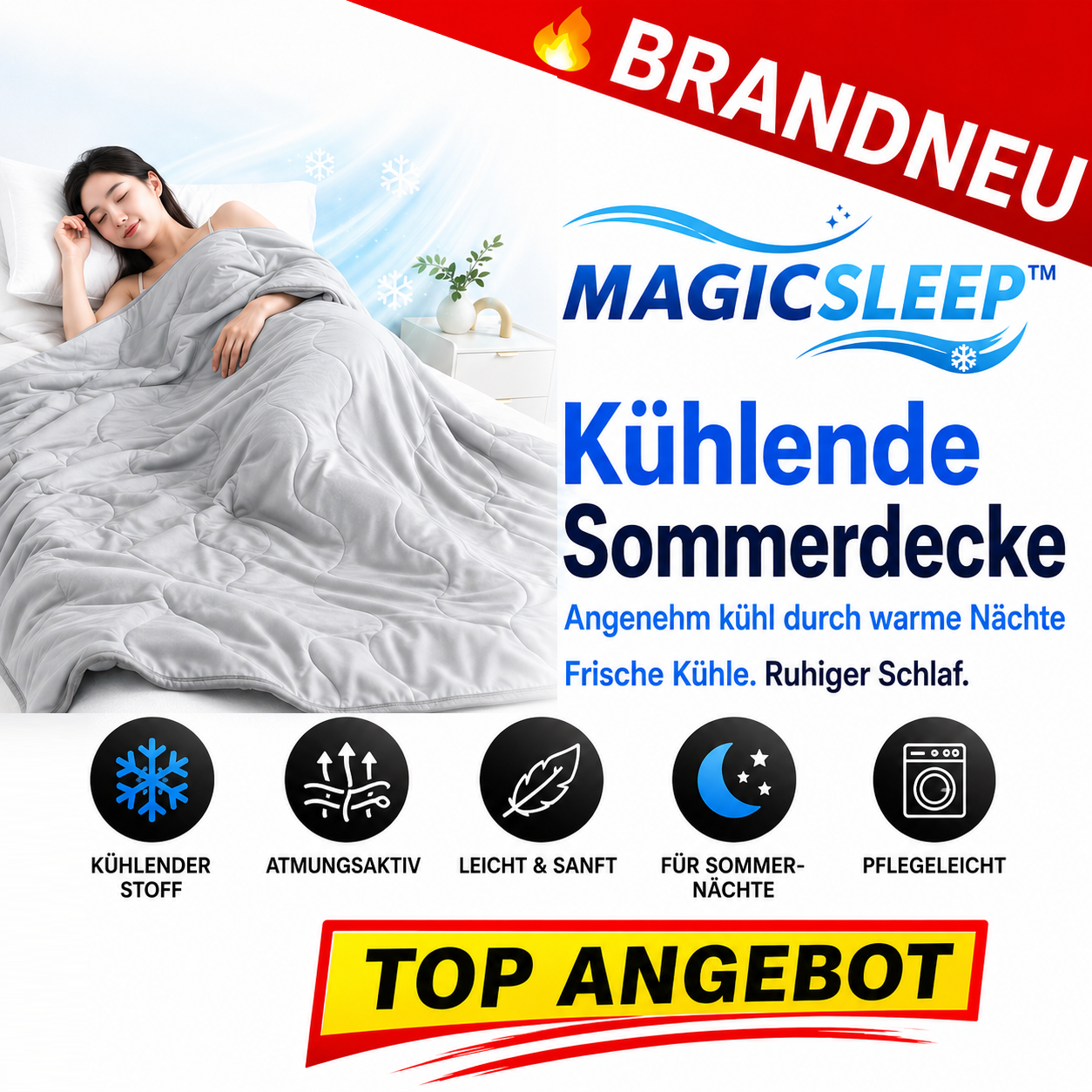 MagicSleep™ Kühlende Sommerdecke Eisdecke Bettdecke Kühldecke Decke mit Kühlung