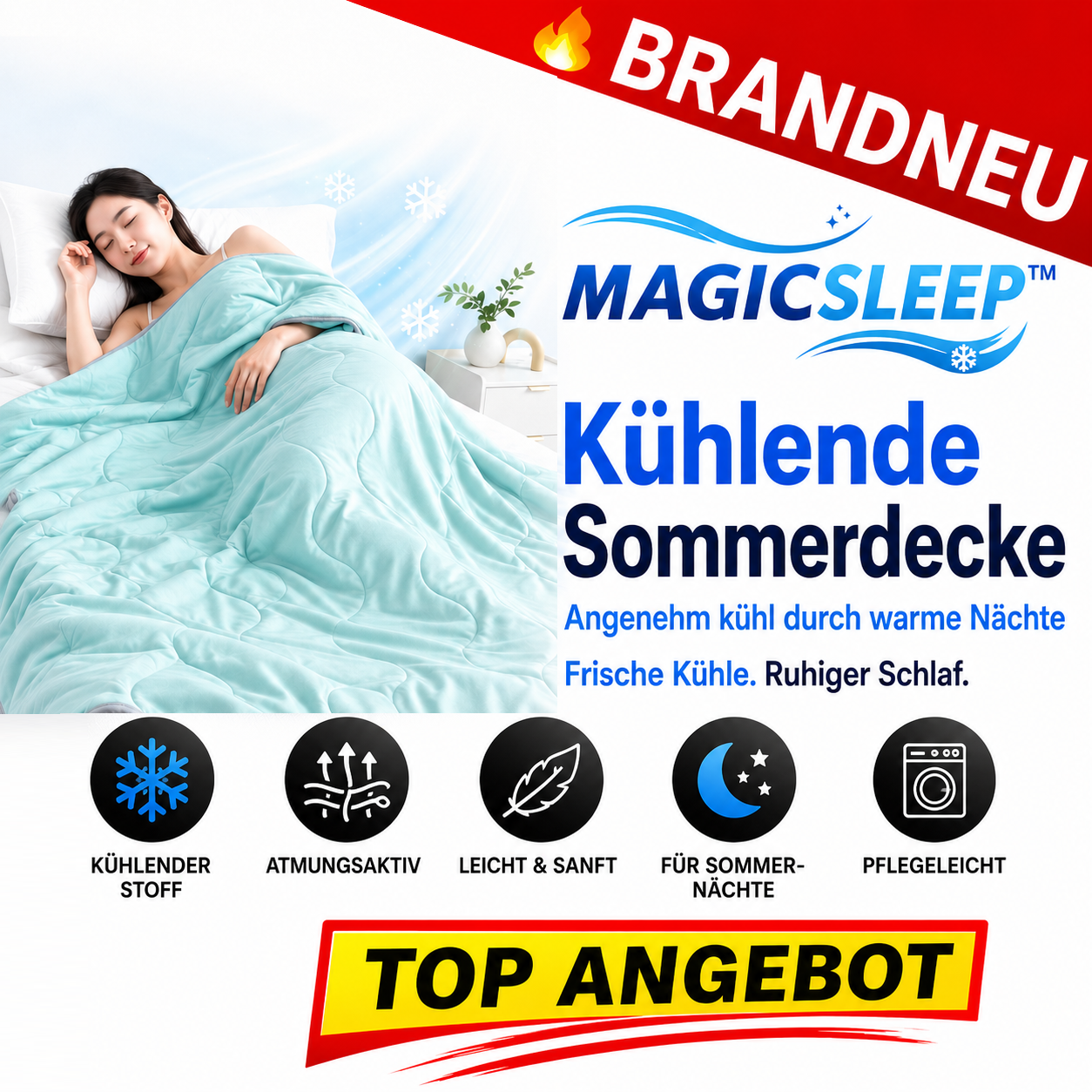 MagicSleep™ Kühlende Sommerdecke Eisdecke Bettdecke Kühldecke Decke mit Kühlung