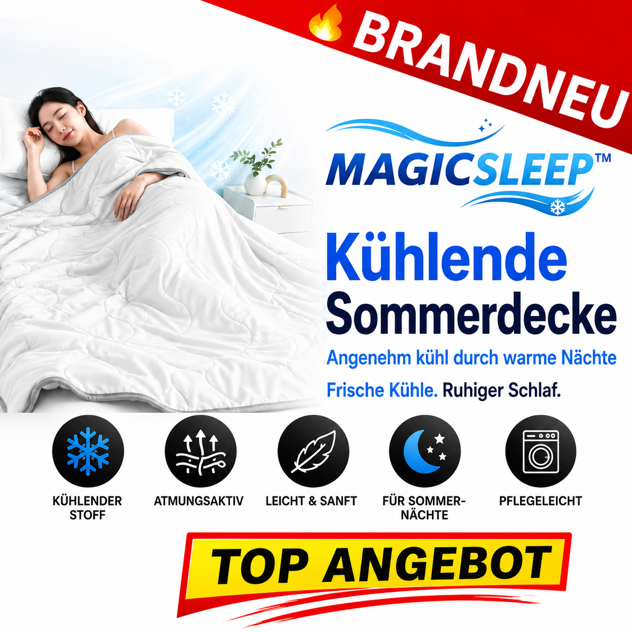 MagicSleep™ Kühlende Sommerdecke Eisdecke Bettdecke Kühldecke Decke mit Kühlung