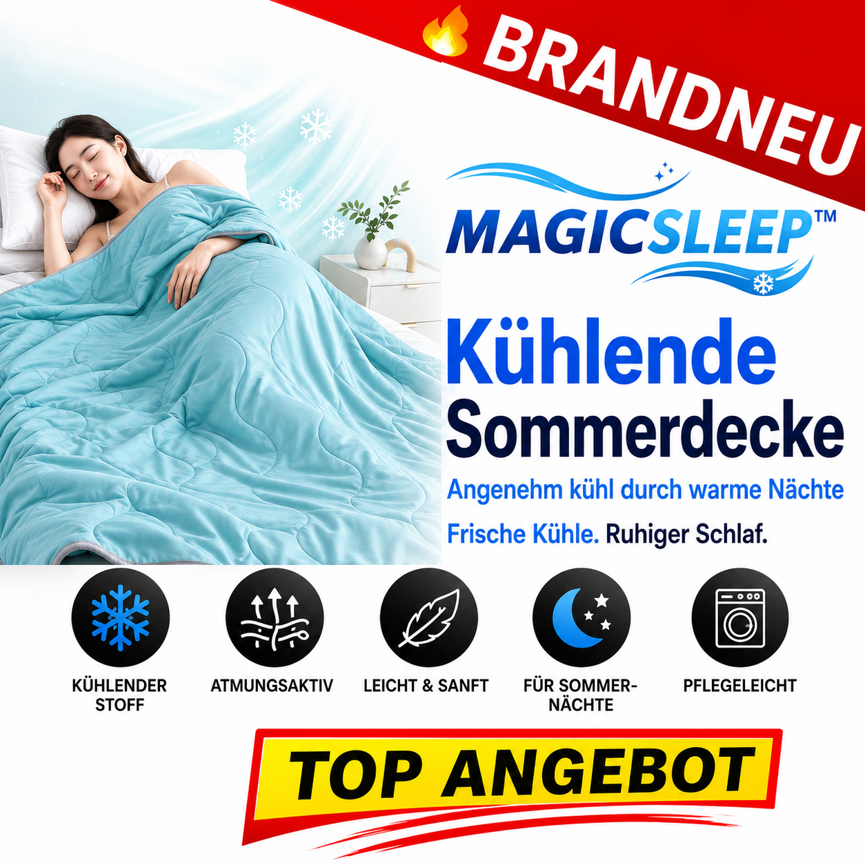 MagicSleep™ Kühlende Sommerdecke Eisdecke Bettdecke Kühldecke Decke mit Kühlung