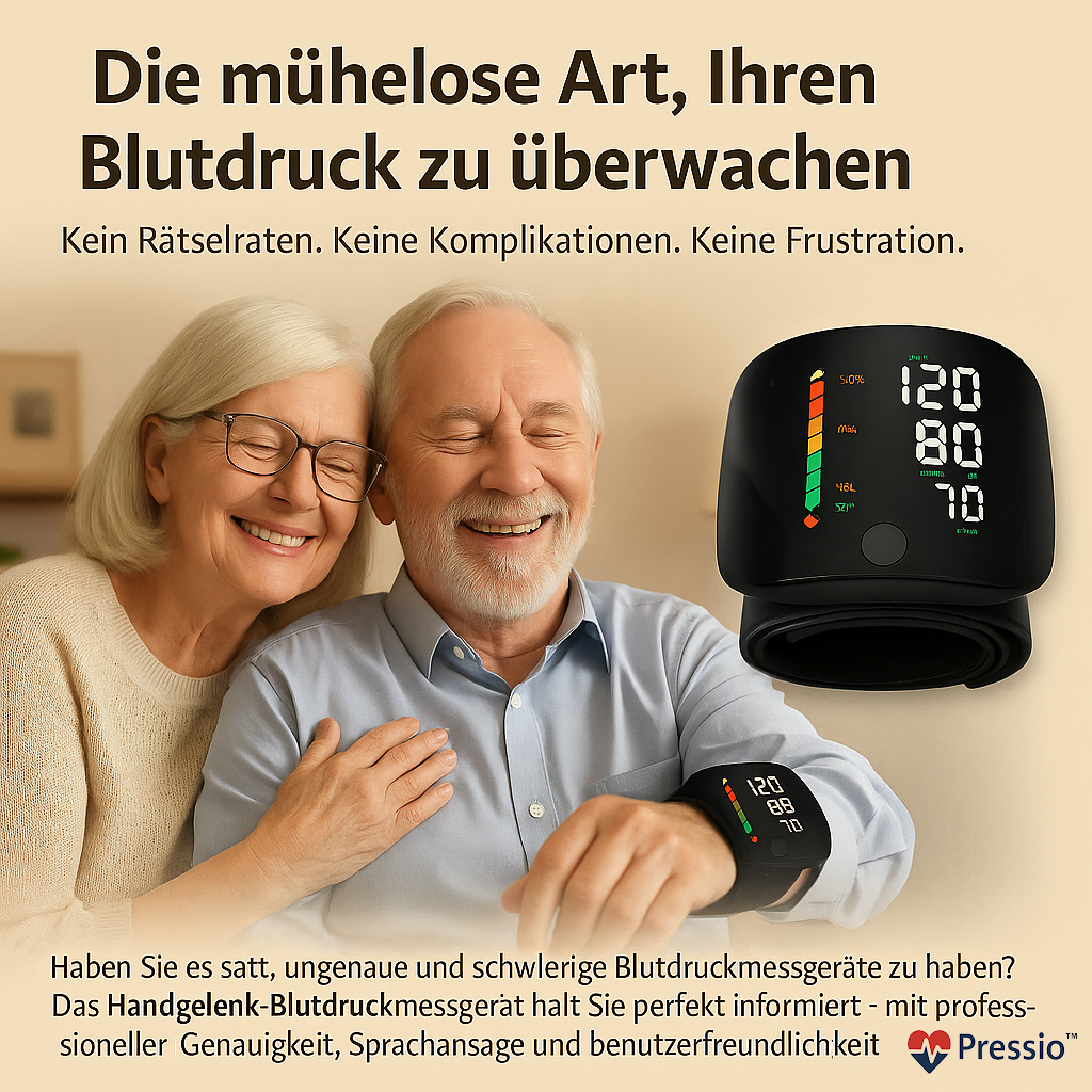 PRESSIO™ – Digitales Blutdruckmessgerät fürs Handgelenk - Das Original!