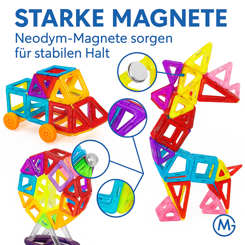 Magnetische Bausteine 64-tlg Set Kinder Konstruktionsspielzeug DE.