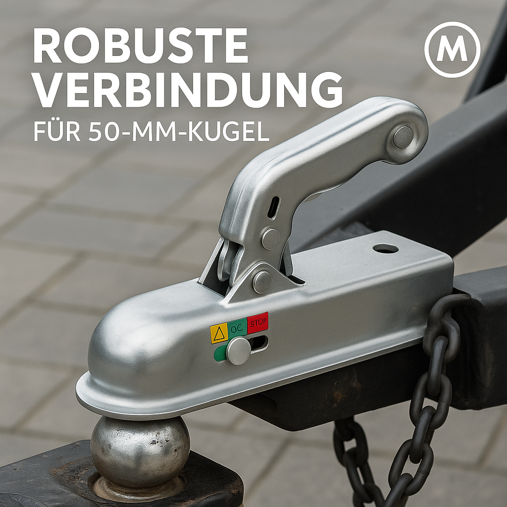 Anhängerkupplung 50 mm Stahl für ungebremste Anhänger bis 750 kg DE.