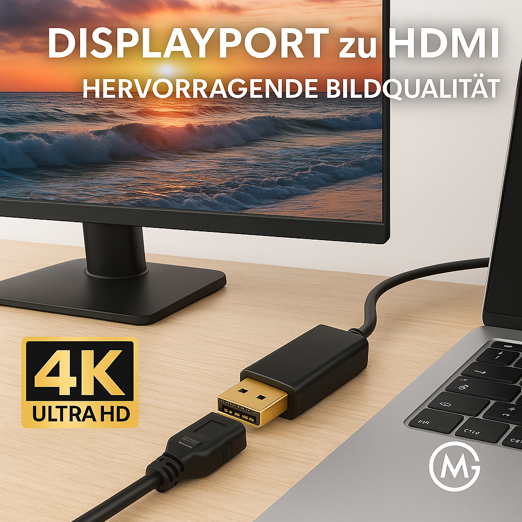 DisplayPort auf HDMI Adapter 4K UHD DP Stecker auf HDMI Buchse DE.