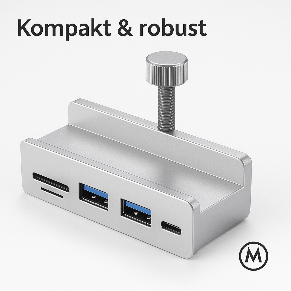 6-in-1 USB 3.0 Hub Aluminium Schwarz mit TF-Slot für Laptop PC DE.