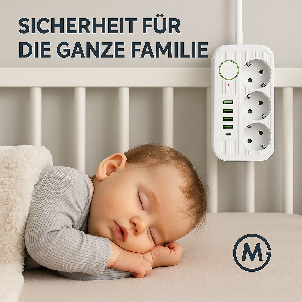 Steckdosenleiste 2/5-fach mit USB-C Schnellladung und Netzfilter DE.