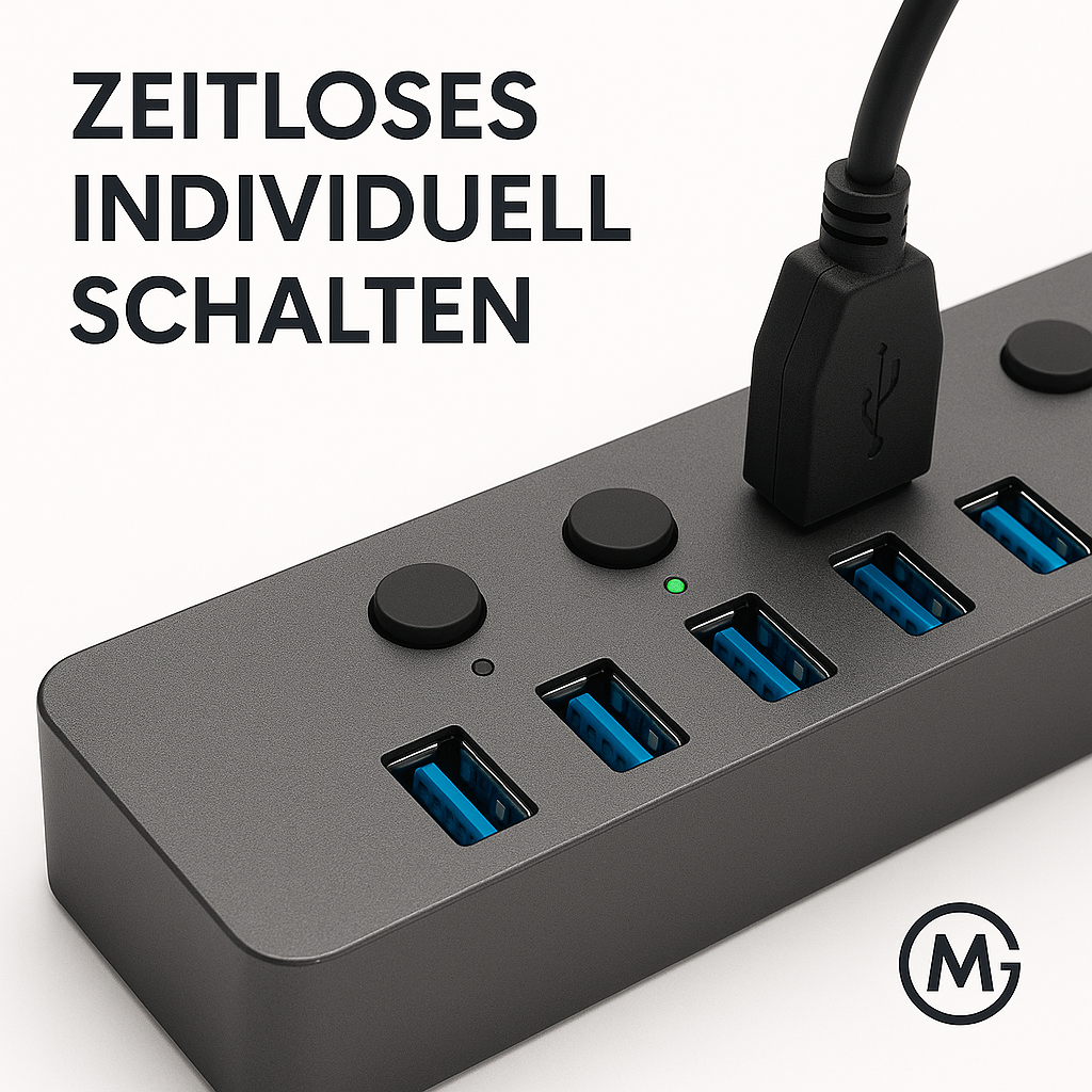 Blueendless USB Hub 3.0 7 Ports Aluminium Gehäuse mit Netzteil DE.