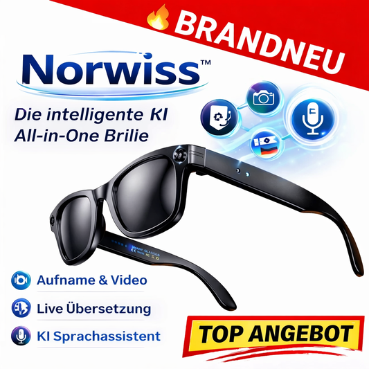 Norwiss™ Smart Glasses AI Bluetooth Brille Kamera Übersetzer KI Voice Assistant