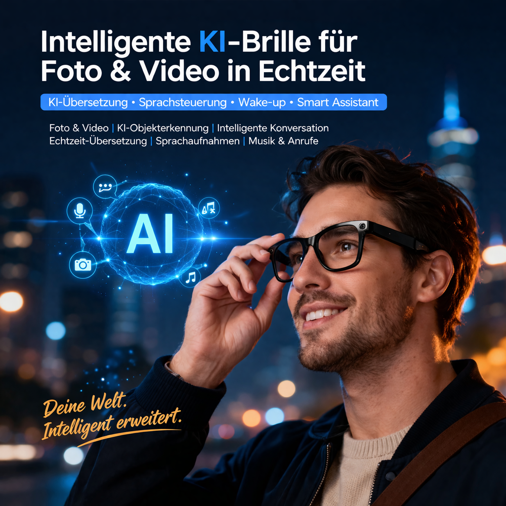 Norwiss™ Smart Glasses AI Bluetooth Brille Kamera Übersetzer KI Voice Assistant
