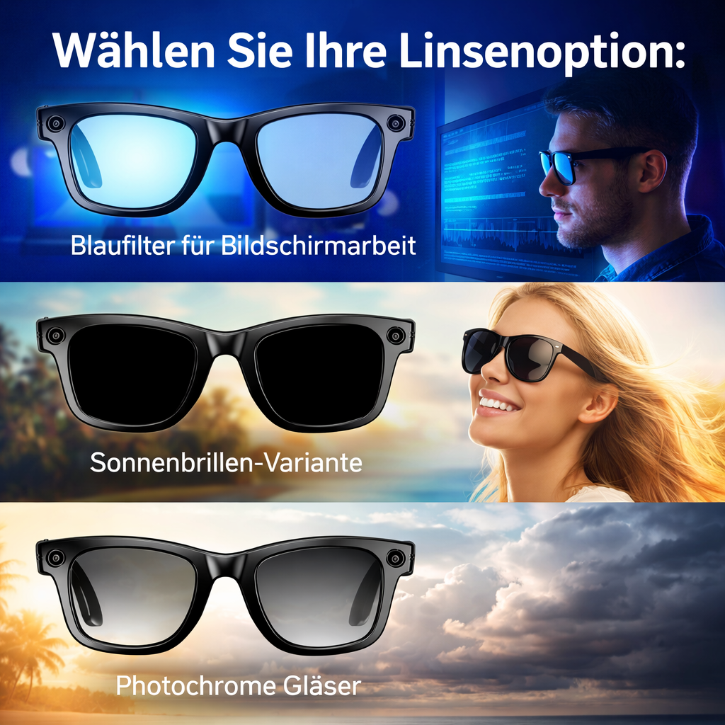 Norwiss™ Smart Glasses AI Bluetooth Brille Kamera Übersetzer KI Voice Assistant