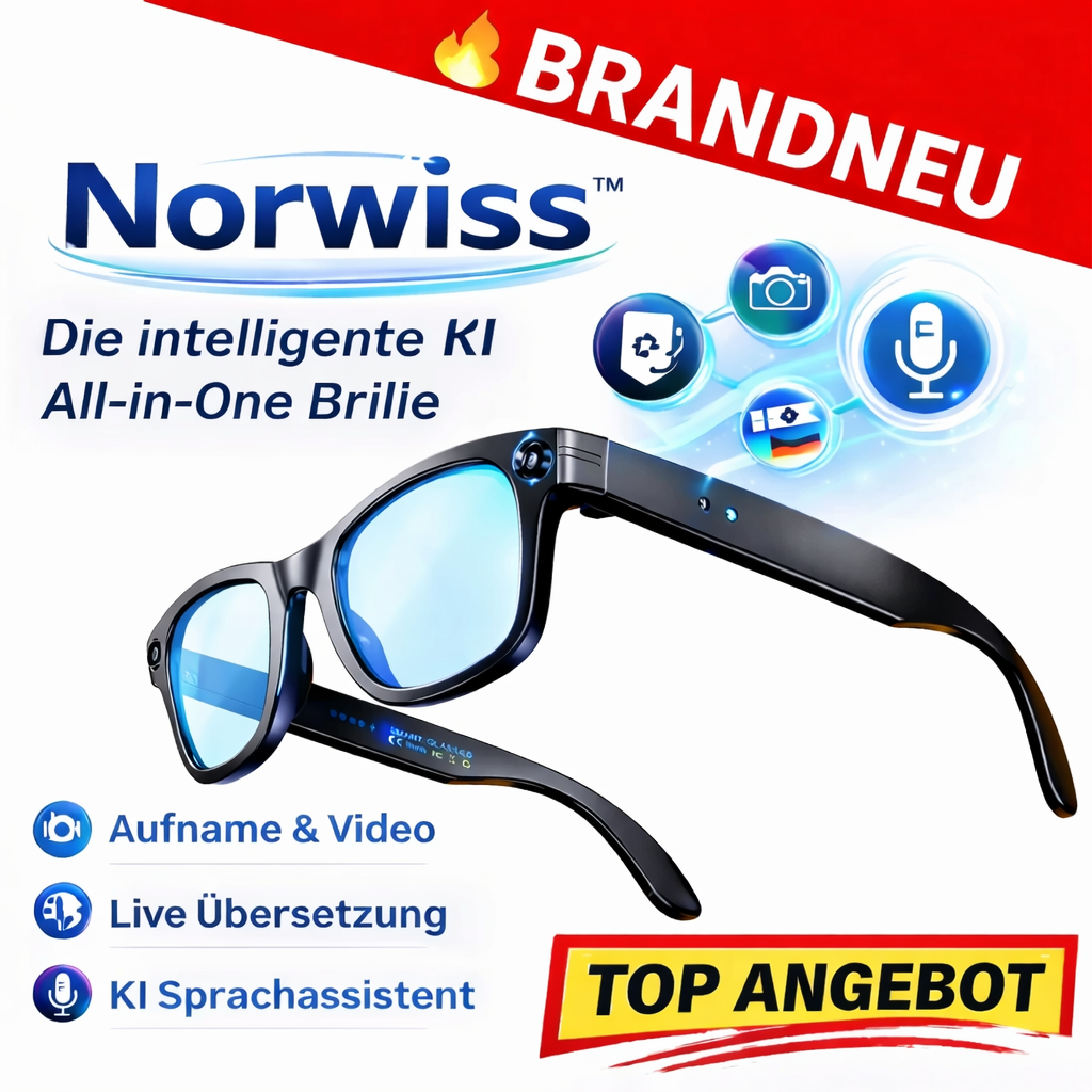 Norwiss™ Smart Glasses AI Bluetooth Brille Kamera Übersetzer KI Voice Assistant
