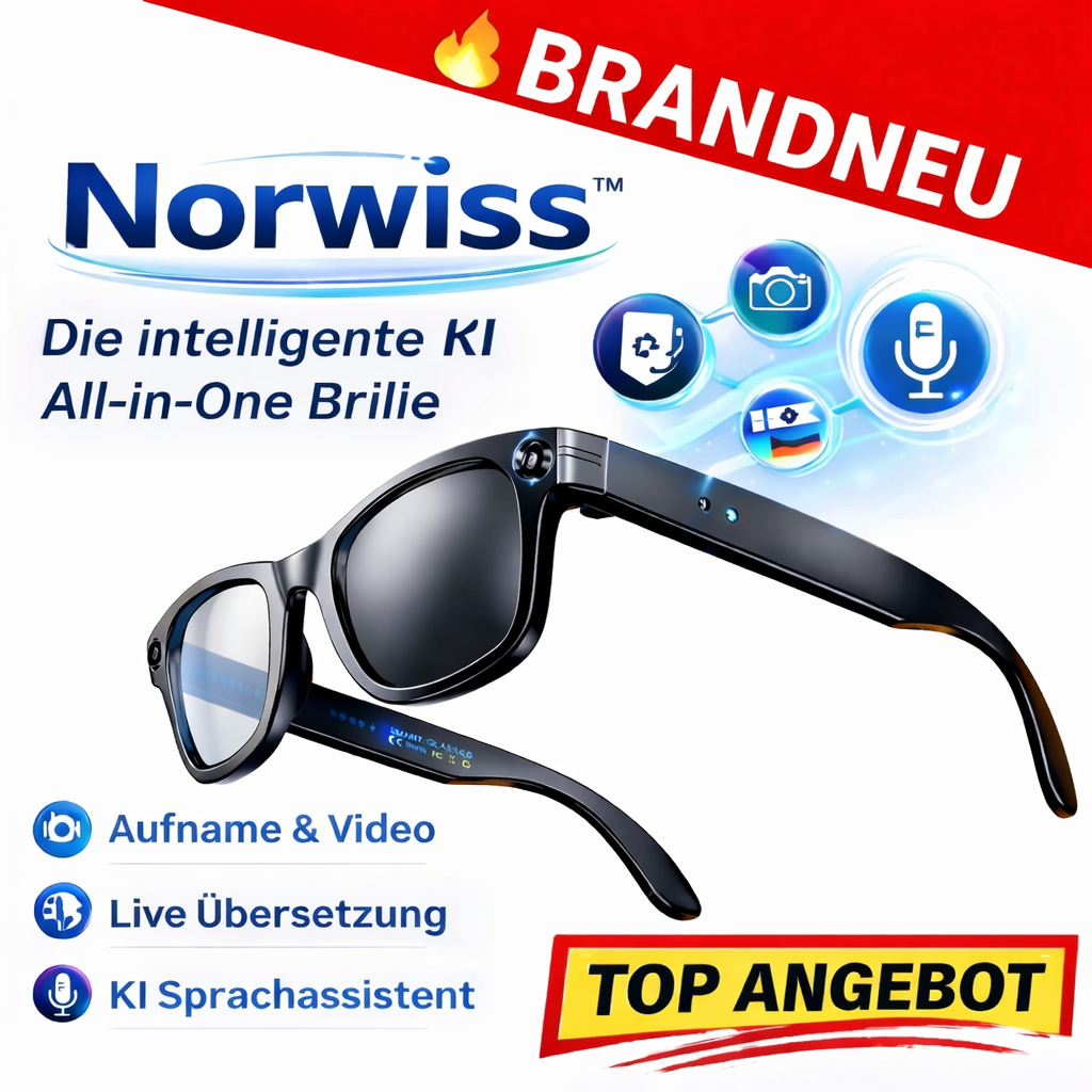 Norwiss™ Smart Glasses AI Bluetooth Brille Kamera Übersetzer KI Voice Assistant