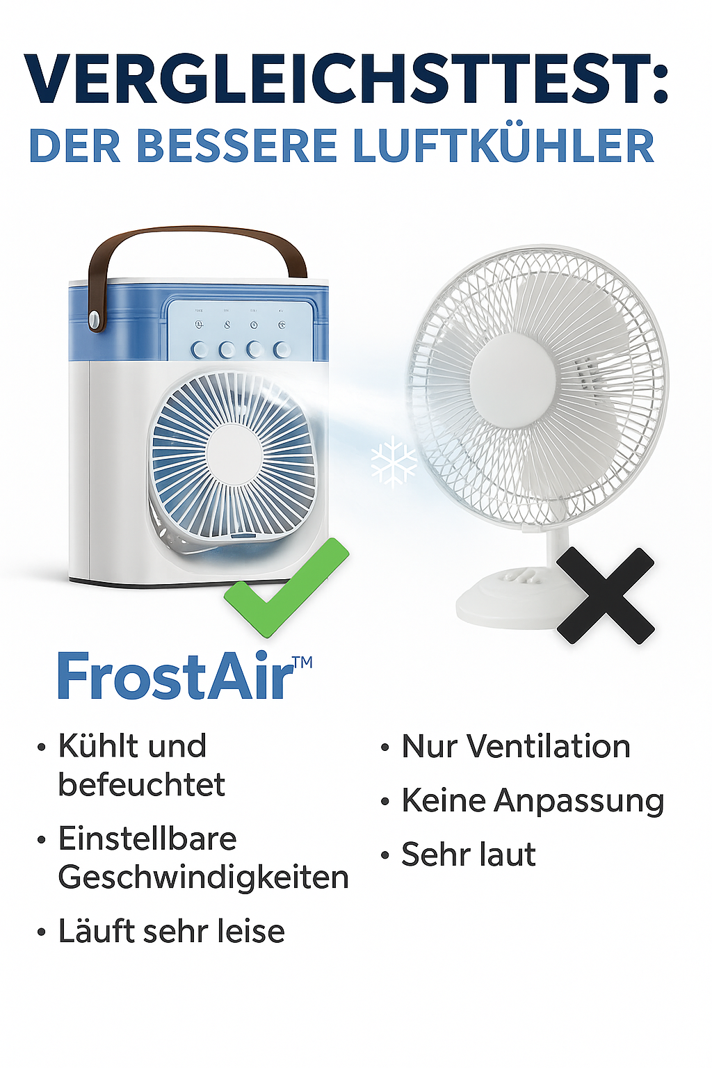 FrostAir™ – 3-in-1 Mini Air Cooler Klimgerät mit LED & Luftbefeuchtung