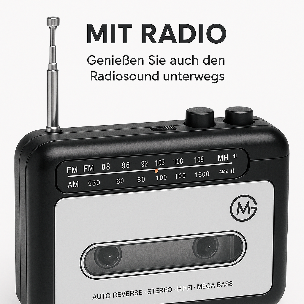 USB Kassettenrekorder tragbar mit Radio und MP3 Konverter DE.