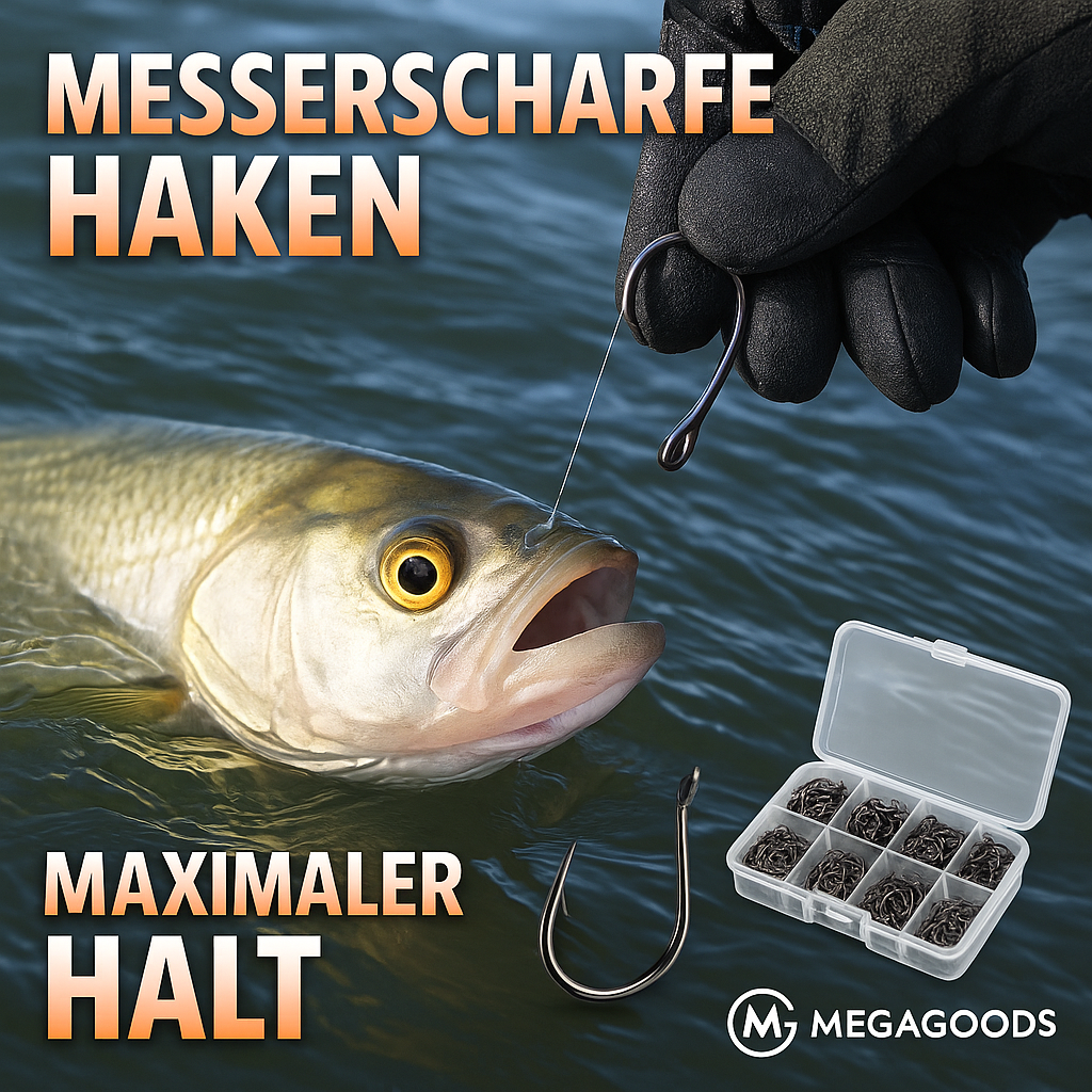 100 Stück Angelhaken Silber Carbonstahl Größe 3-12 DE.