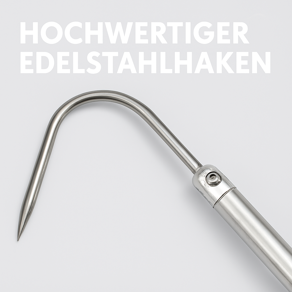 Teleskop Fischgaff Edelstahl 120 cm für Eis und Meeresangeln DE.