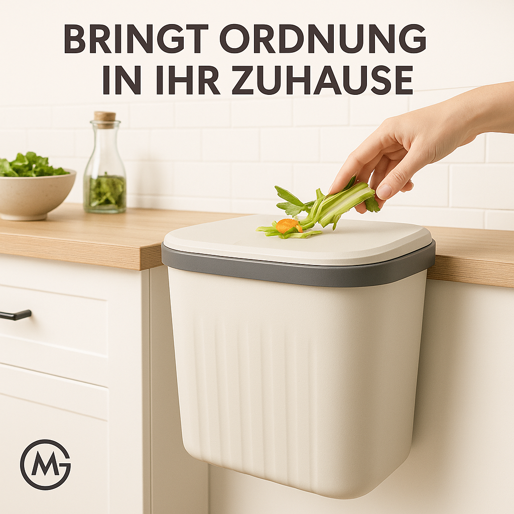 Hängemülleimer 12L mit Deckel für Küche Bad Schranktür DE.