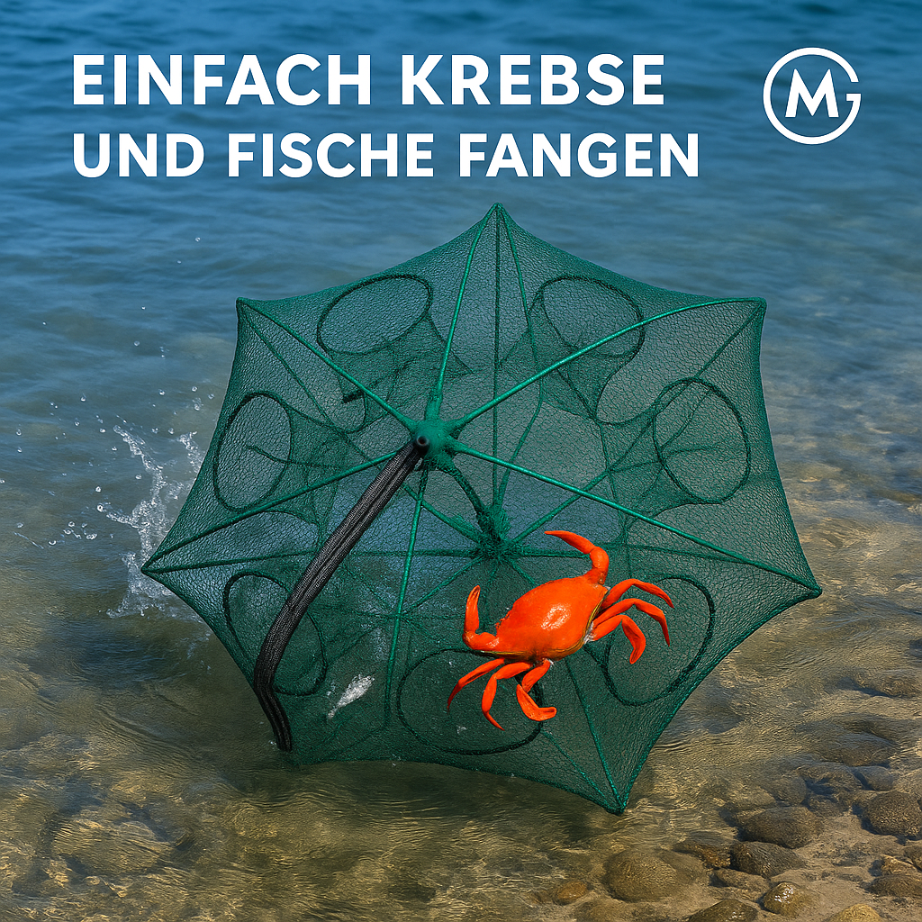 Faltbare Reuse für Krebse Fische Garnelen Aale mit Netz DE.