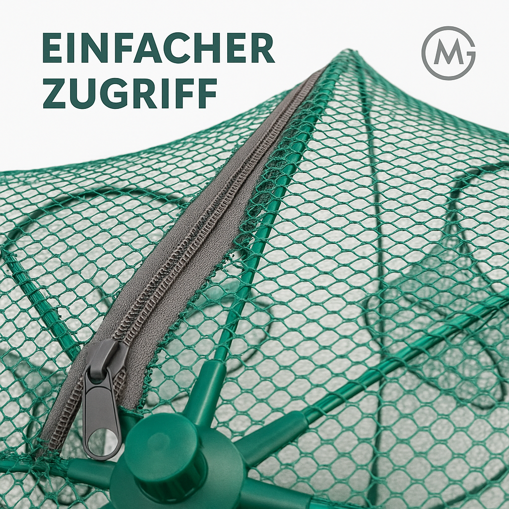 Faltbare Reuse für Krebse Fische Garnelen Aale mit Netz DE.