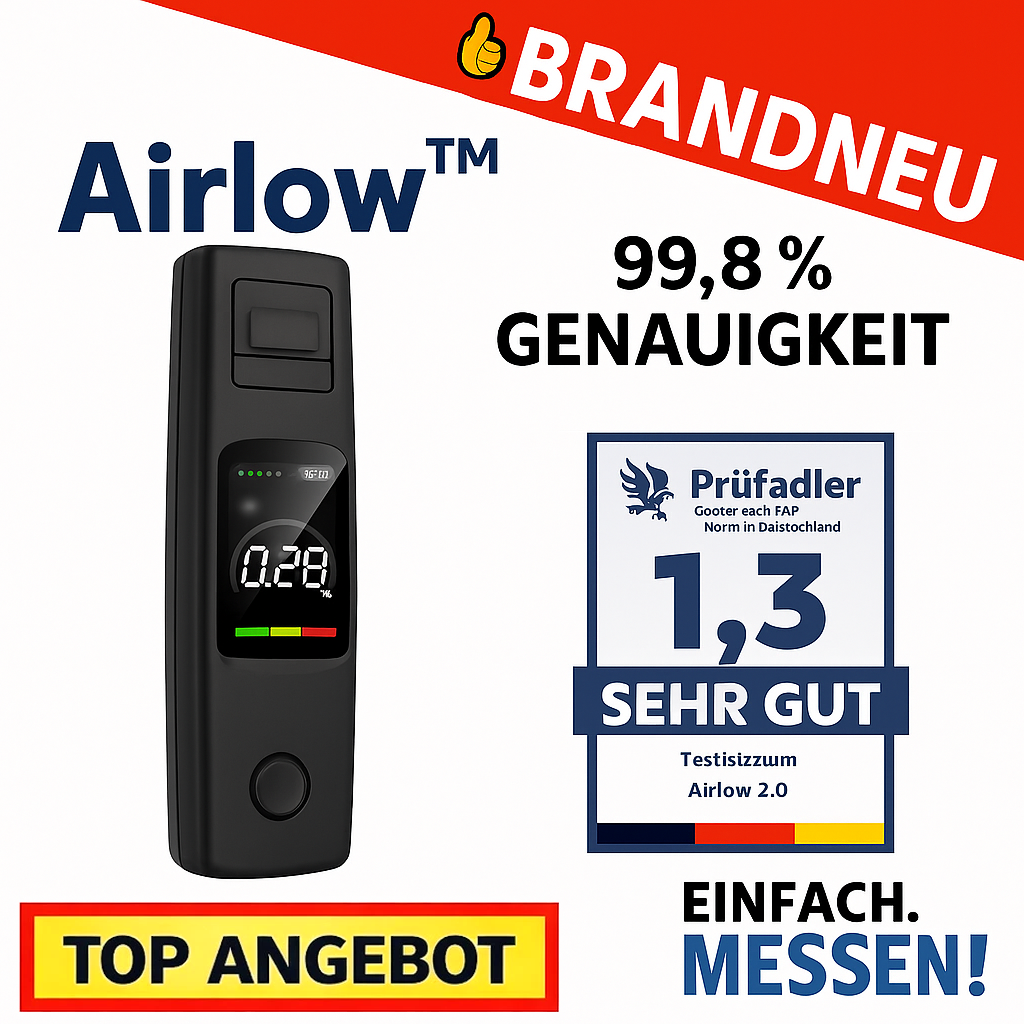 Airlow™ 2.0 - Alkoholtester | Promilletester | Alkoholmeter | Alkoholmessgerät