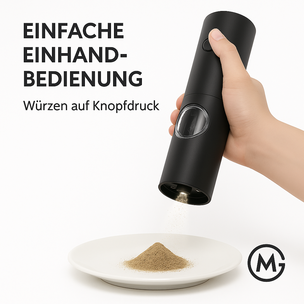 Elektrische Salz- und Pfeffermühle Set mit LED und Basis DE.