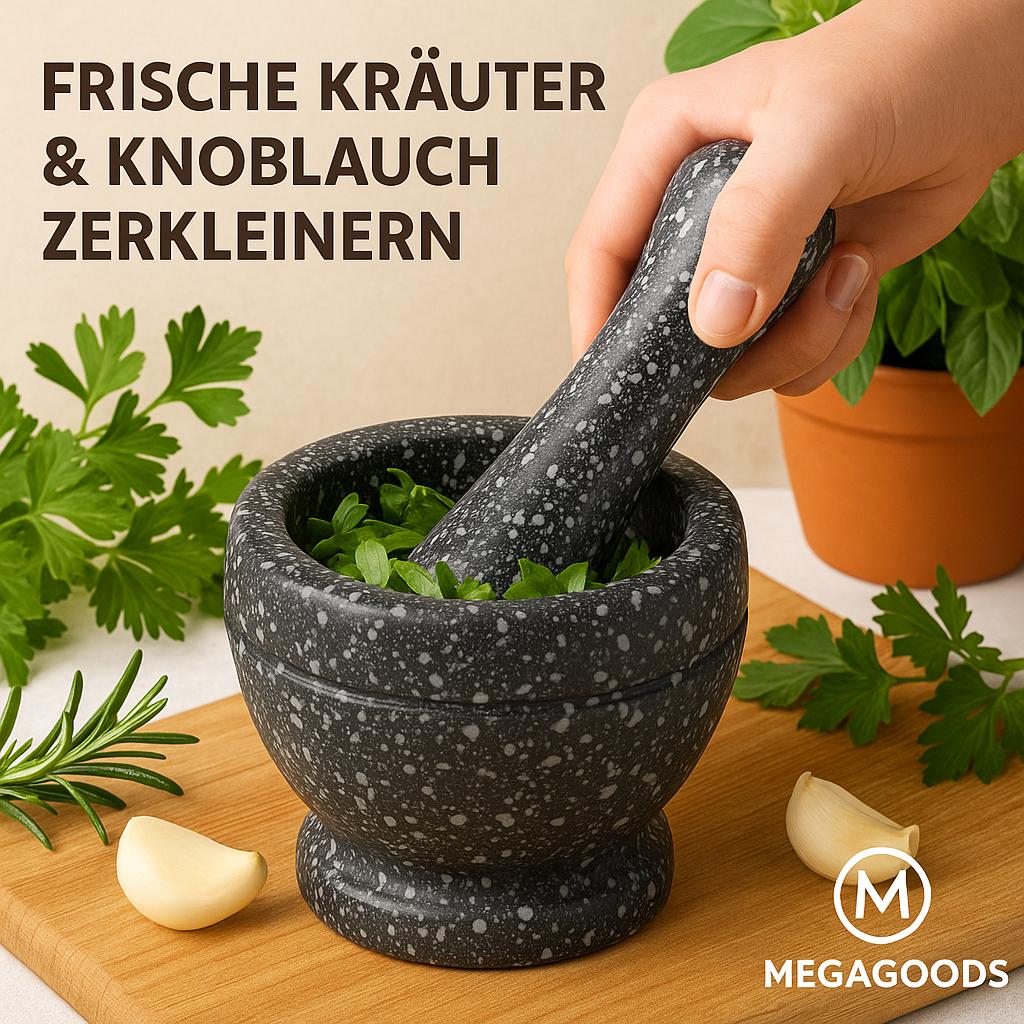 Mörser und Stößel Set aus Harz Gewürze Kräuter Knoblauch Zerkleinerer DE.