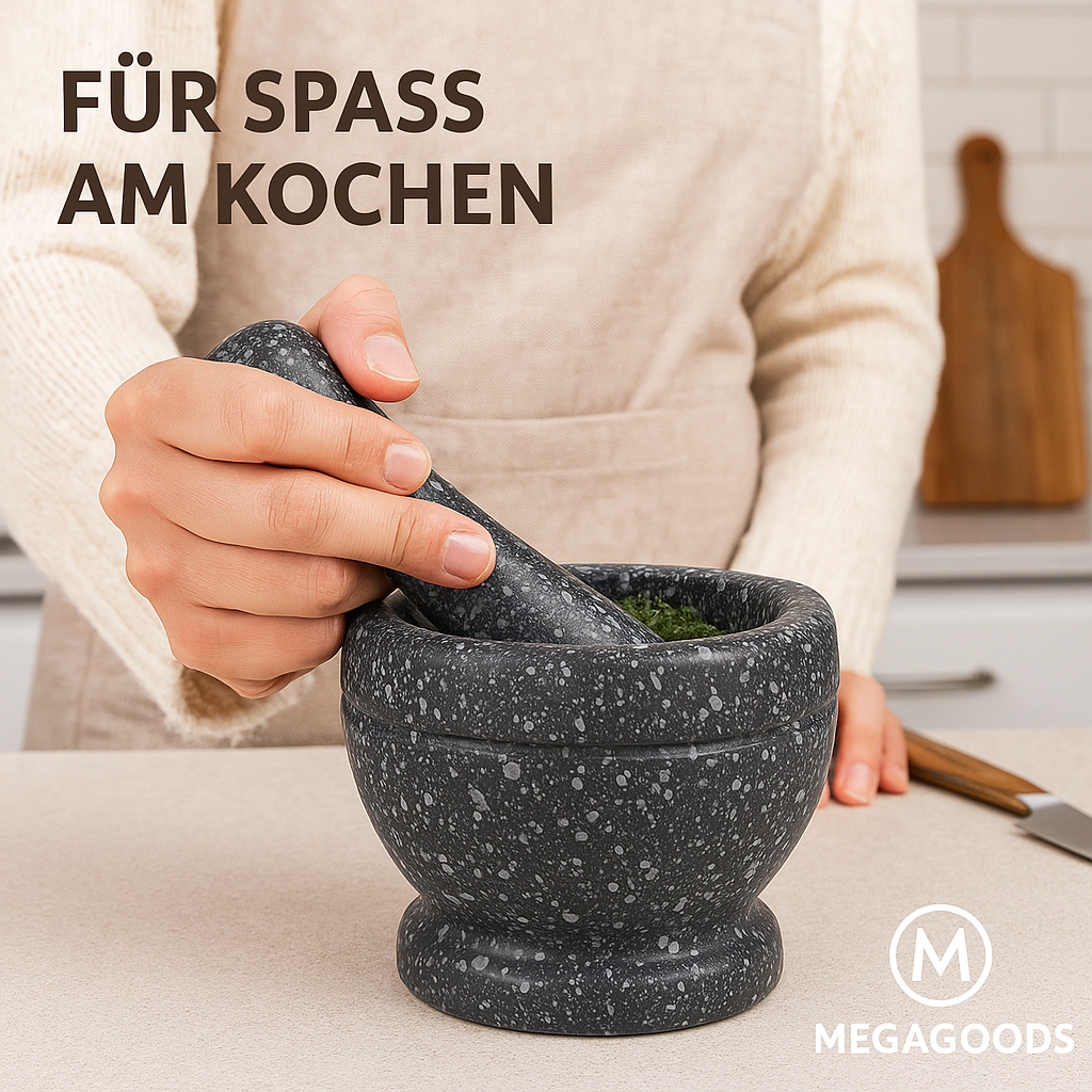 Mörser und Stößel Set aus Harz Gewürze Kräuter Knoblauch Zerkleinerer DE.