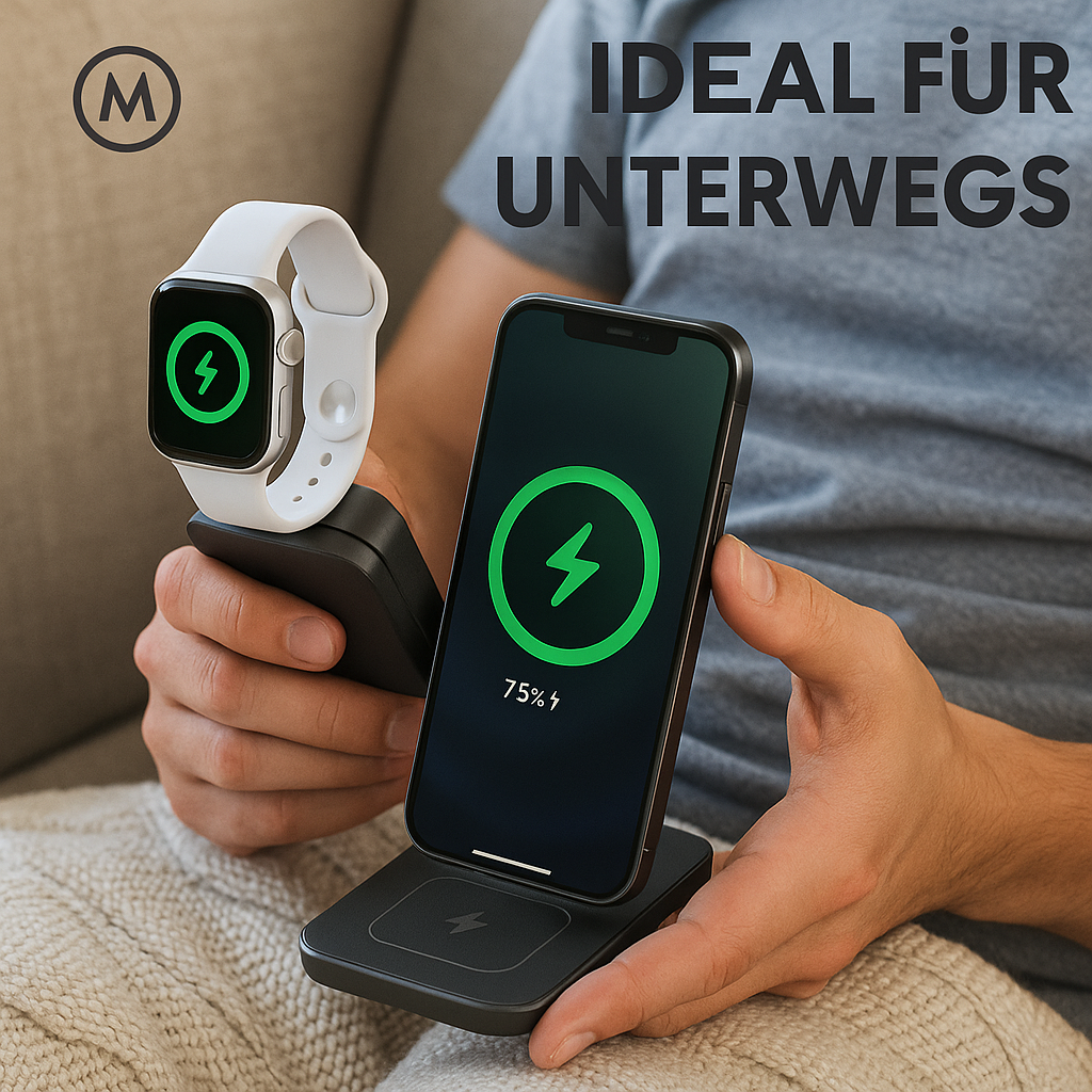 3in1 Faltbares MagSafe Ladegerät für iPhone 15 14 13 12 Pro Max Watch DE.