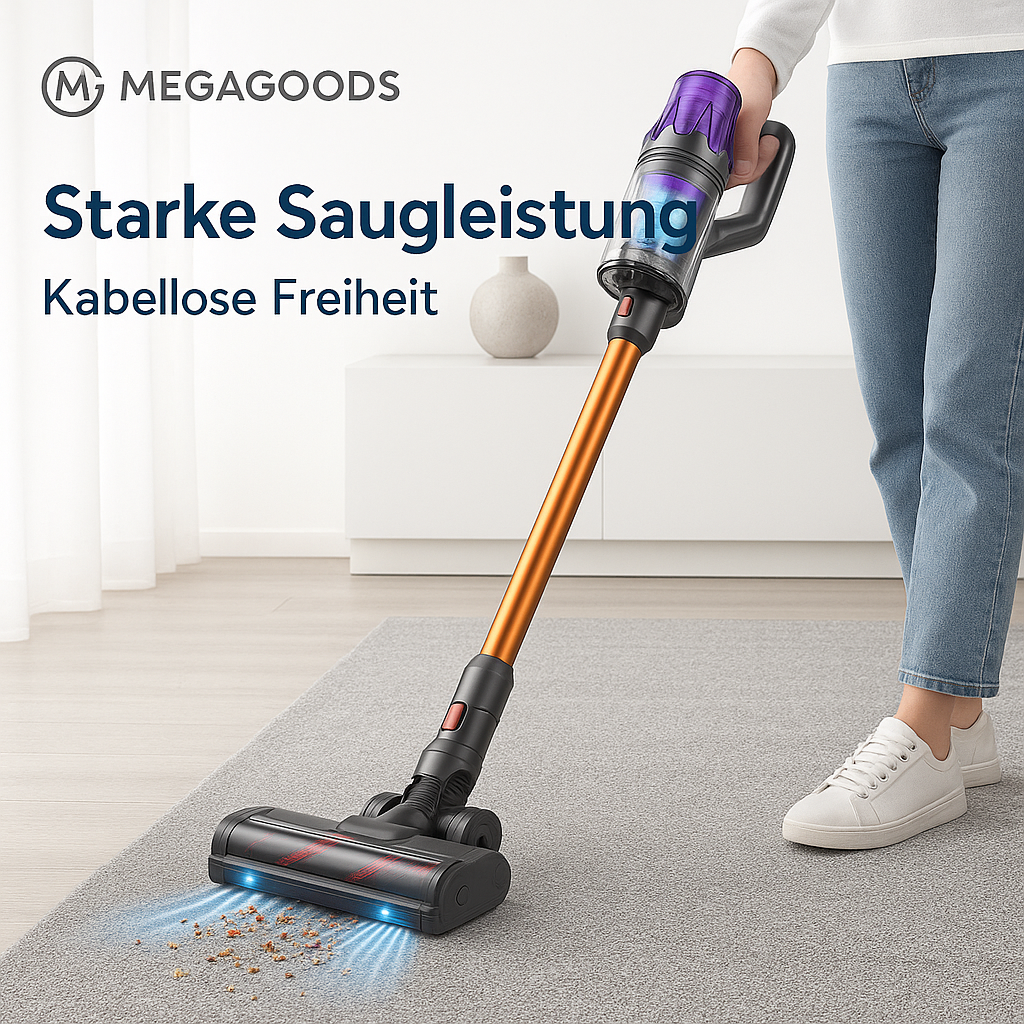 Akku-Staubsauger 500W 50KPA starke Saugkraft beutellos DE.