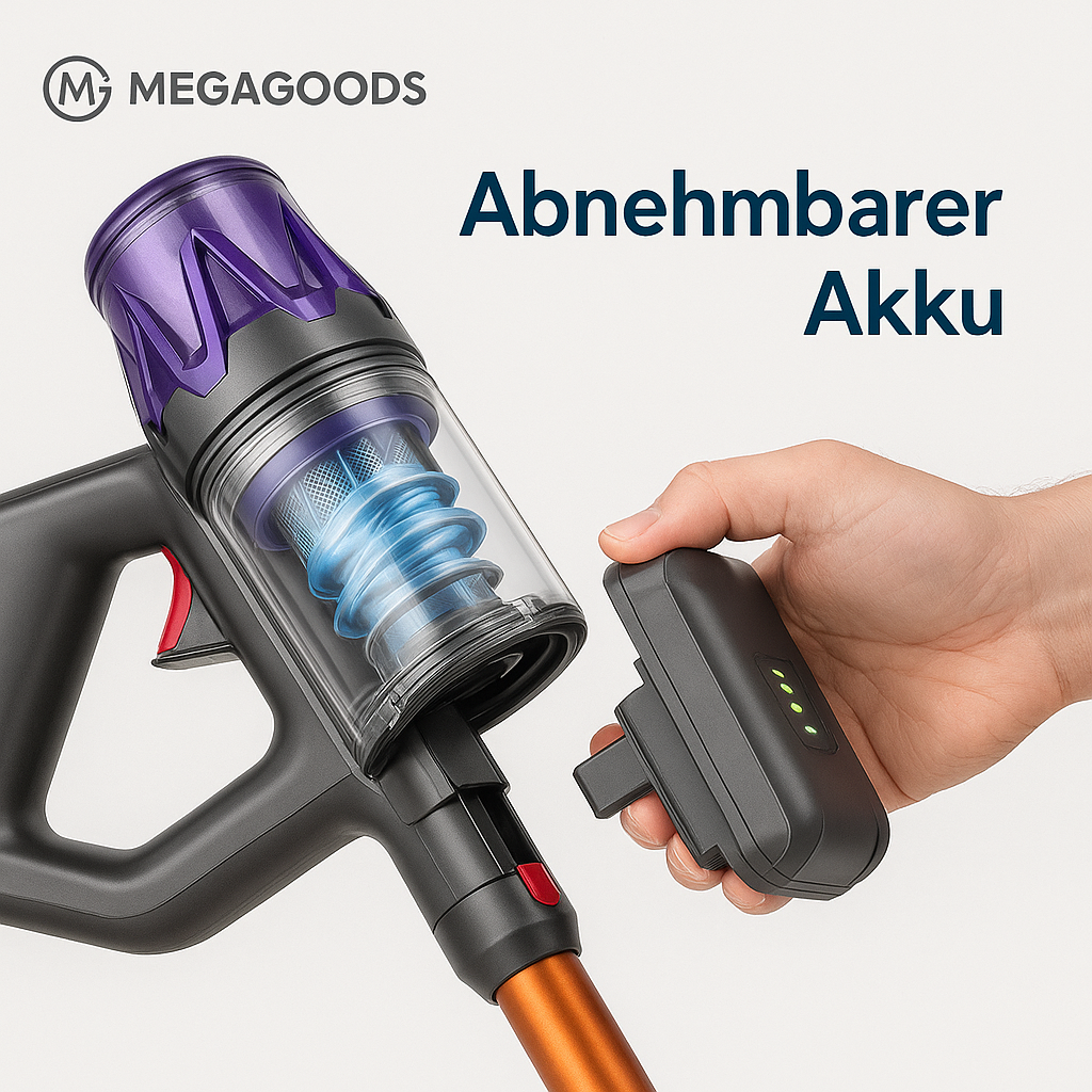 Akku-Staubsauger 500W 50KPA starke Saugkraft beutellos DE.