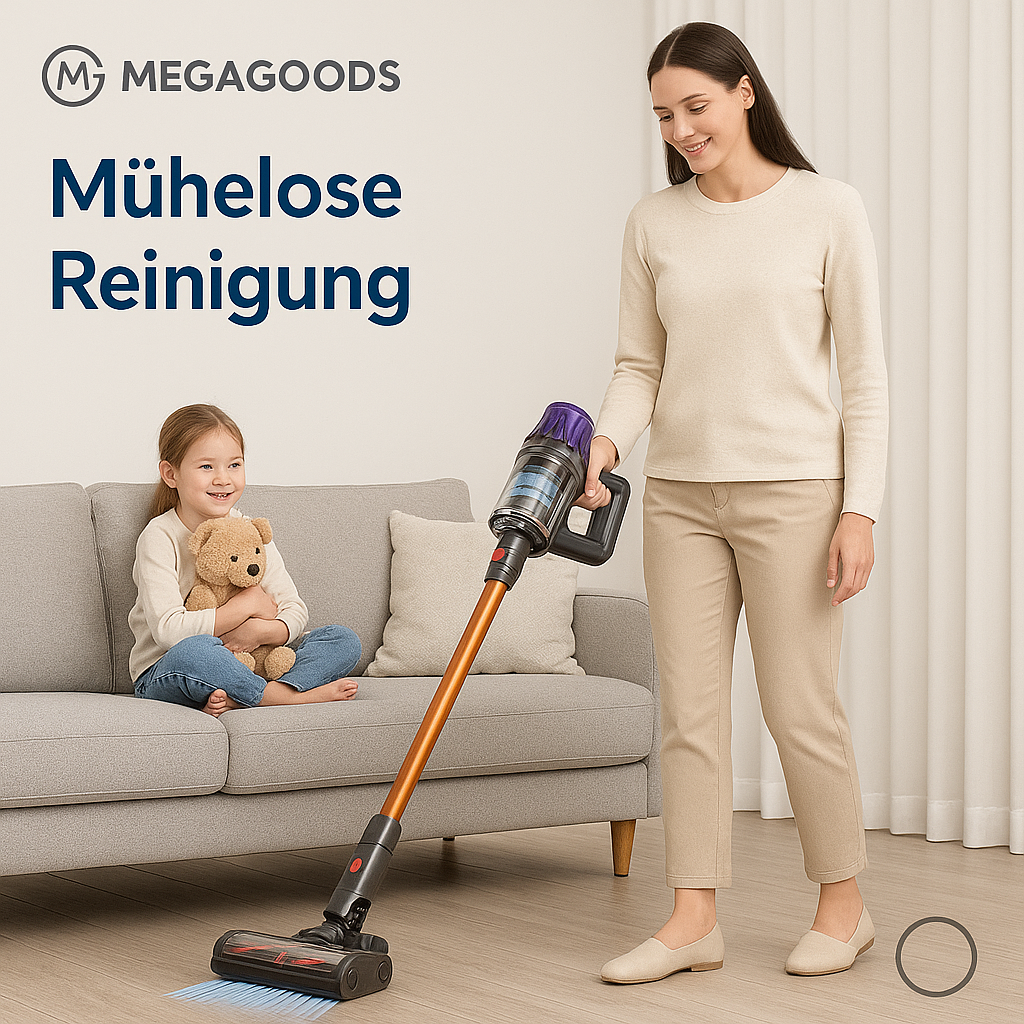 Akku-Staubsauger 500W 50KPA starke Saugkraft beutellos DE.