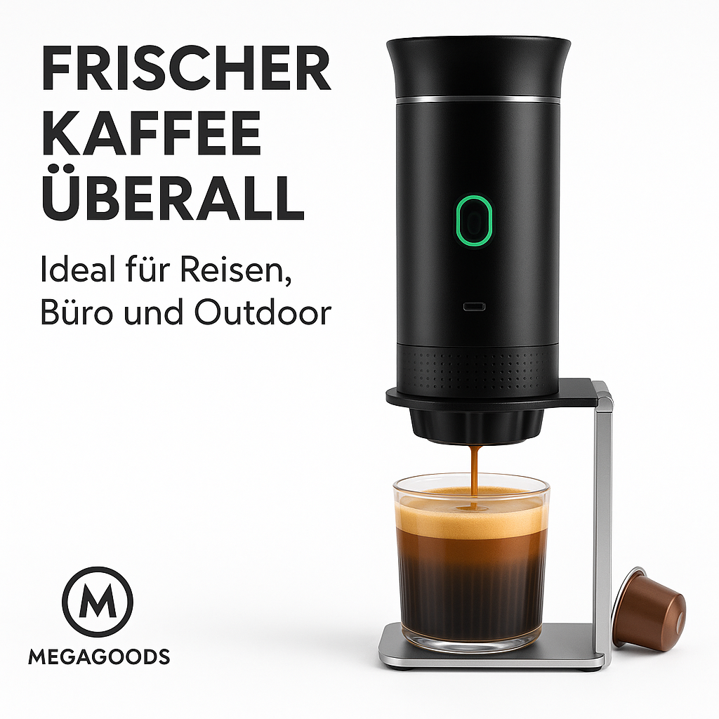 3in1 Kapsel-Kaffeemaschine tragbar elektrisch kabellos Reise DE.