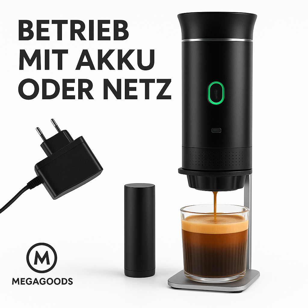 3in1 Kapsel-Kaffeemaschine tragbar elektrisch kabellos Reise DE.