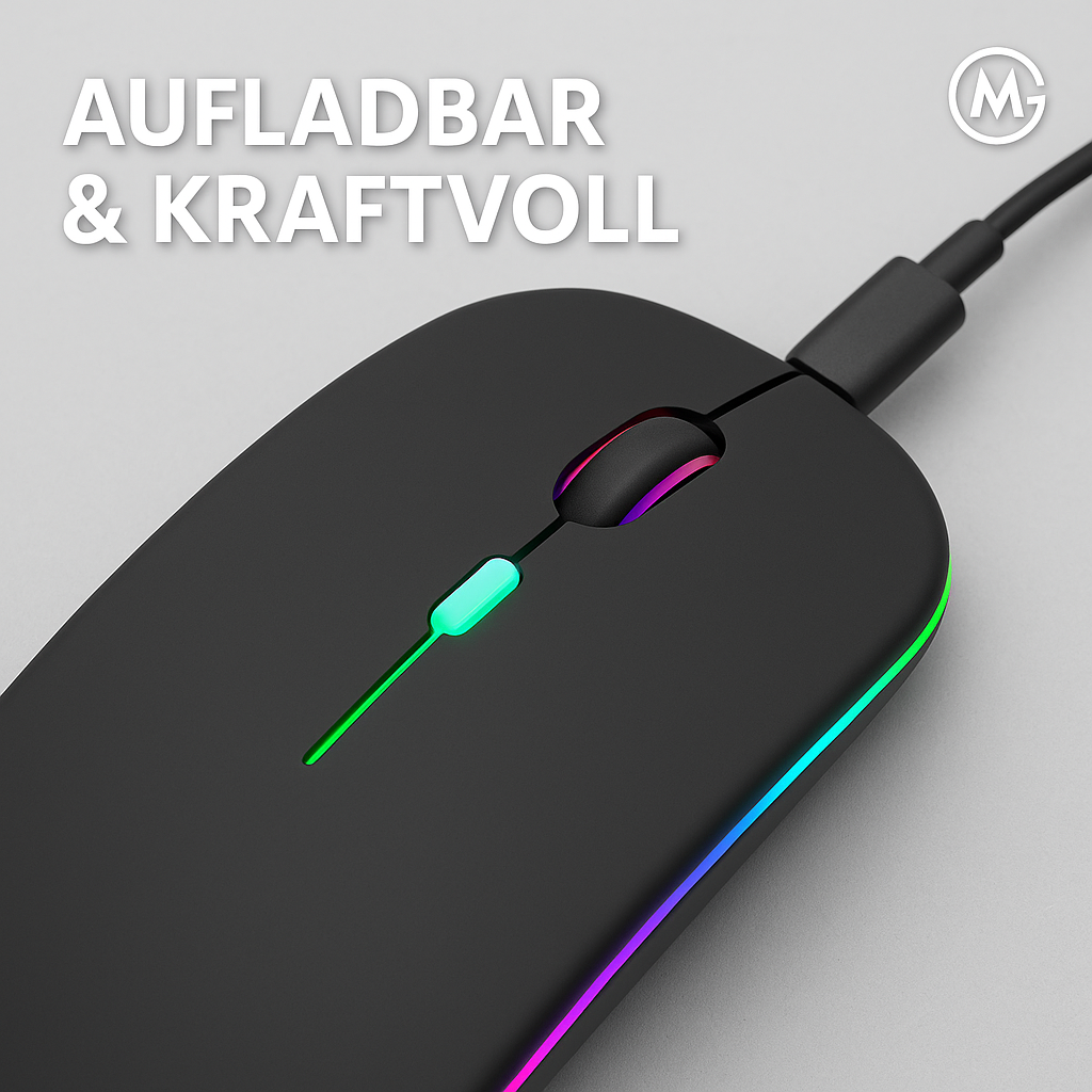 RGB Wireless Gaming Maus Bluetooth wiederaufladbar LED 3600 DPI DE.