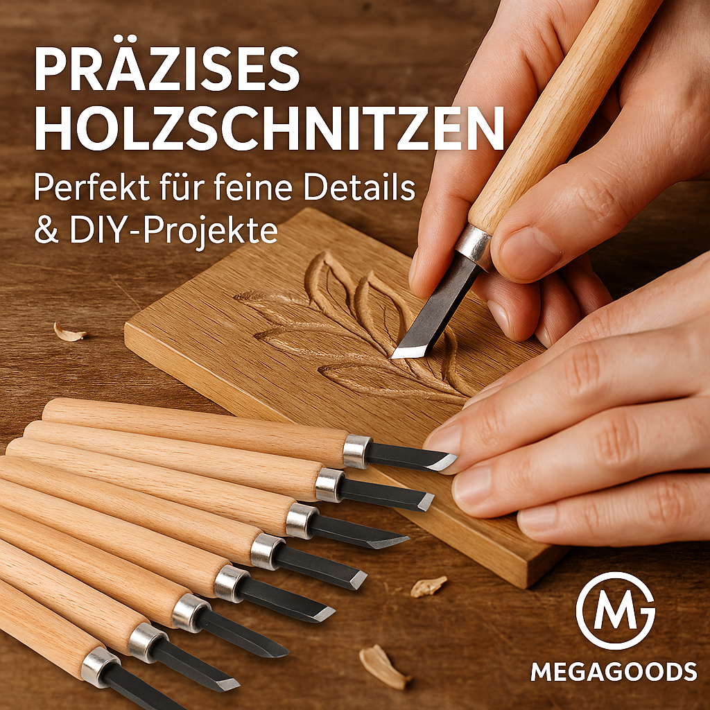 12tlg Holzschnitzwerkzeug Set für DIY Holzarbeiten und Detailarbeit DE.