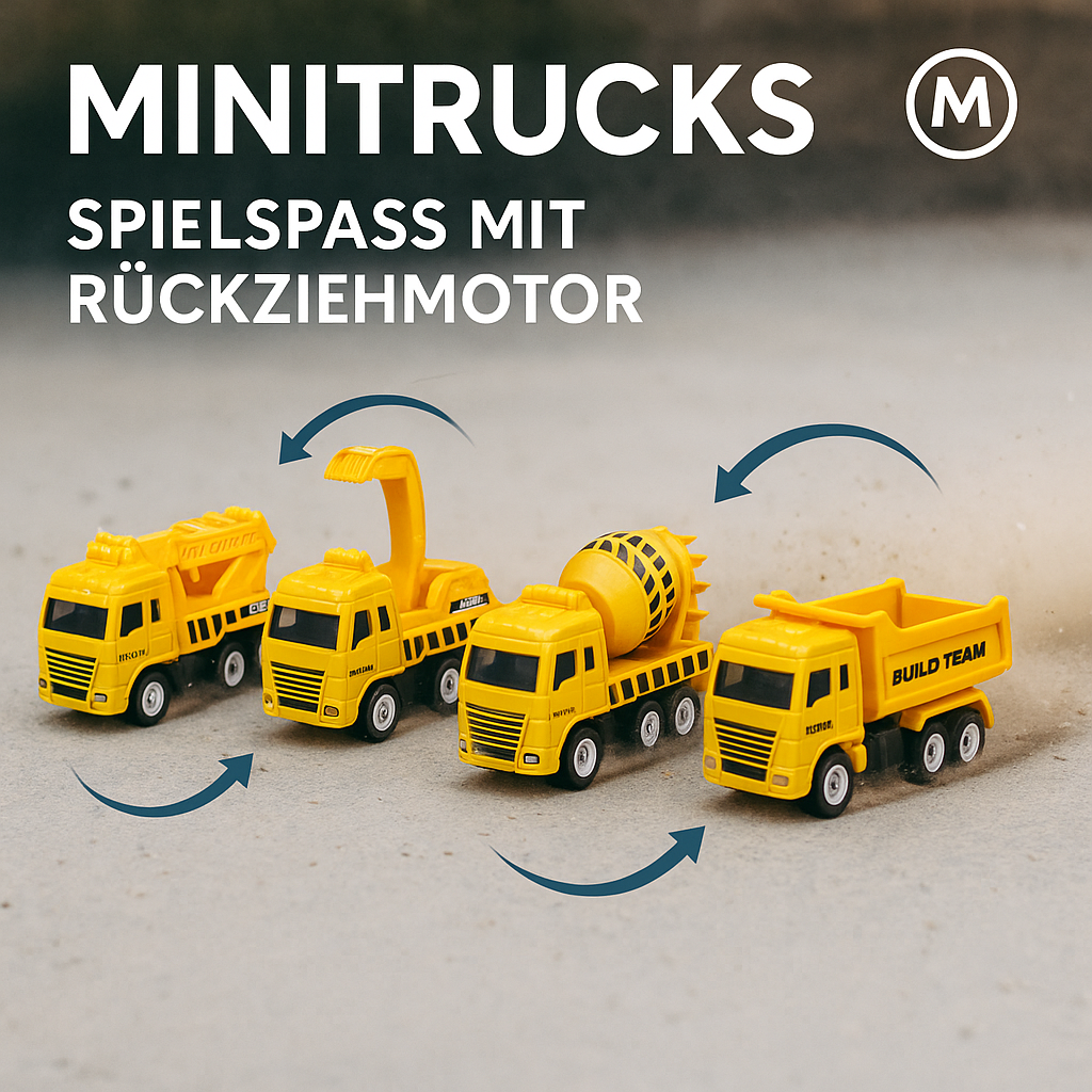 4er-Set Spielzeugautos Kinder Ziehauto Baufahrzeug Modell DE.