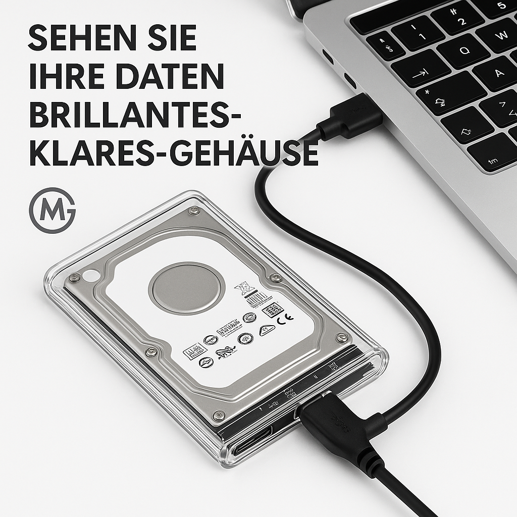 Externe Festplattengehäuse USB 3.0 SATA III 2,5 Zoll HDD SSD DE.