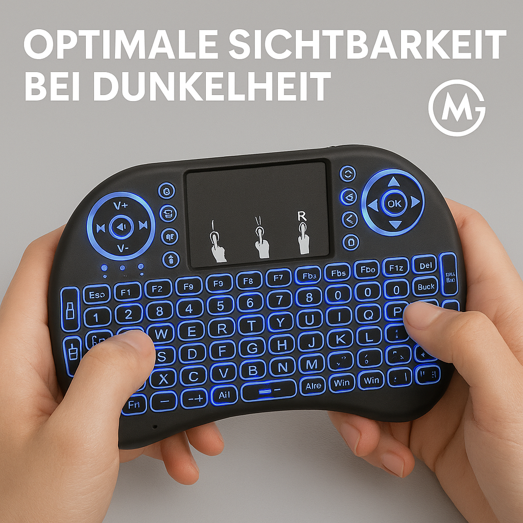 2.4G Air Mouse Touchpad Tastatur i8 beleuchtet PC Android TV DE.