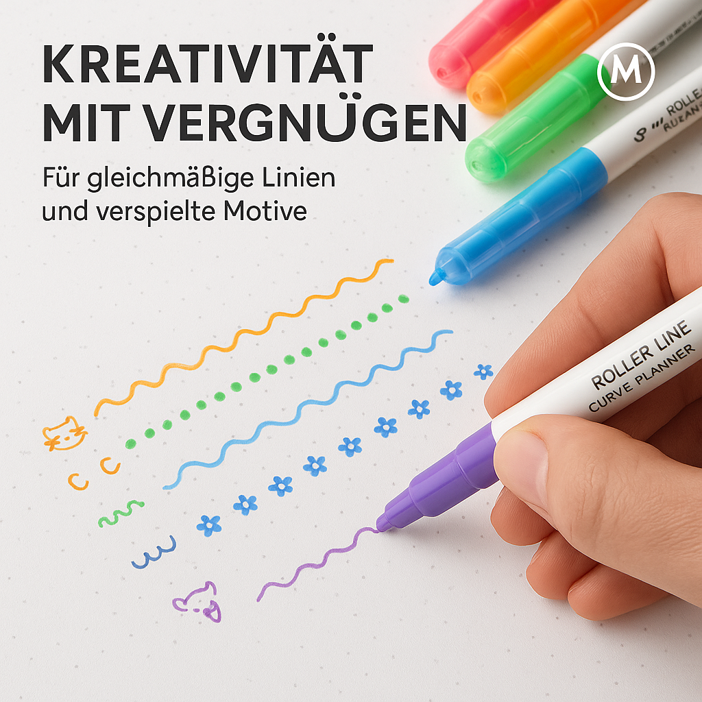 6er-Set Textmarker Roller Curve Kawaii für Schule Büro DE.