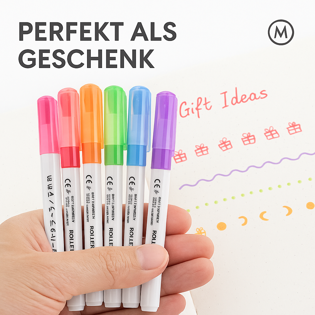 6er-Set Textmarker Roller Curve Kawaii für Schule Büro DE.