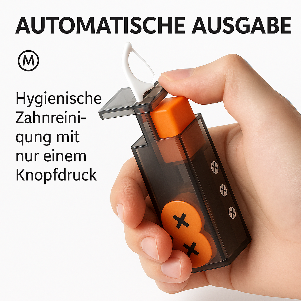 Tragbarer Zahnseide-Spender mit 10 Stk automatisch auswerfbarer Zahnseide DE.