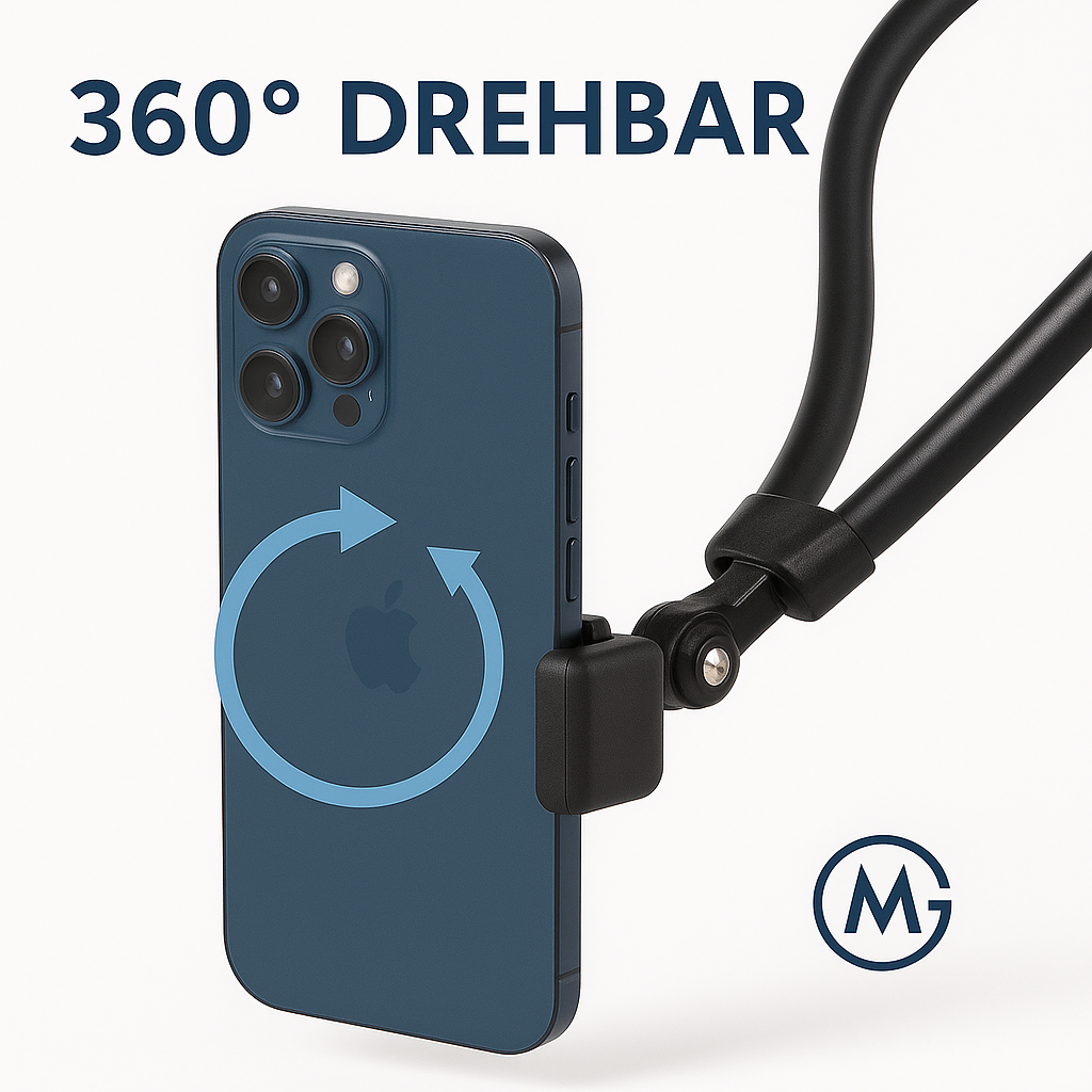 Handy Nacken-Handyhalter flexibel für iPhone GoPro Video DE.