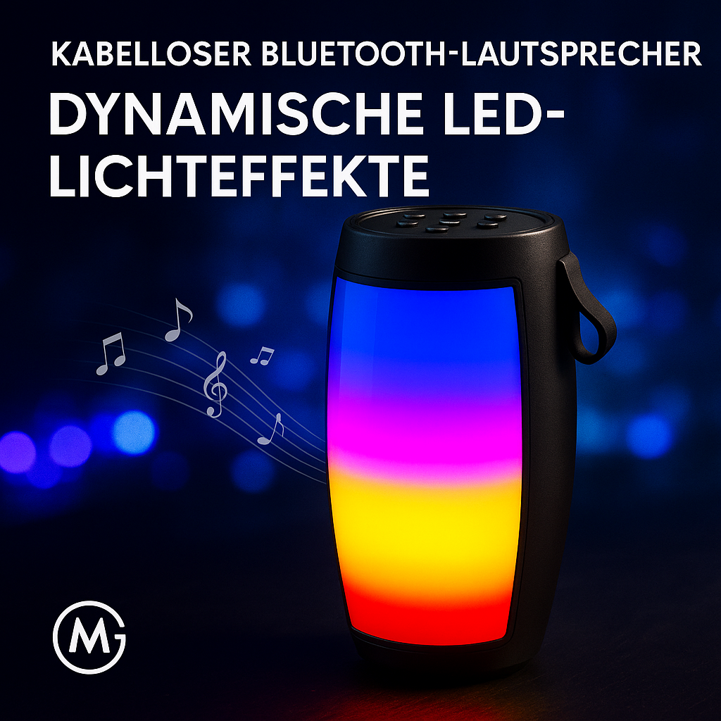 Kabelloser Bluetooth-Lautsprecher tragbar Bass Subwoofer LED DE.