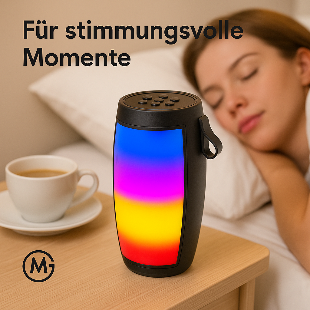 Kabelloser Bluetooth-Lautsprecher tragbar Bass Subwoofer LED DE.