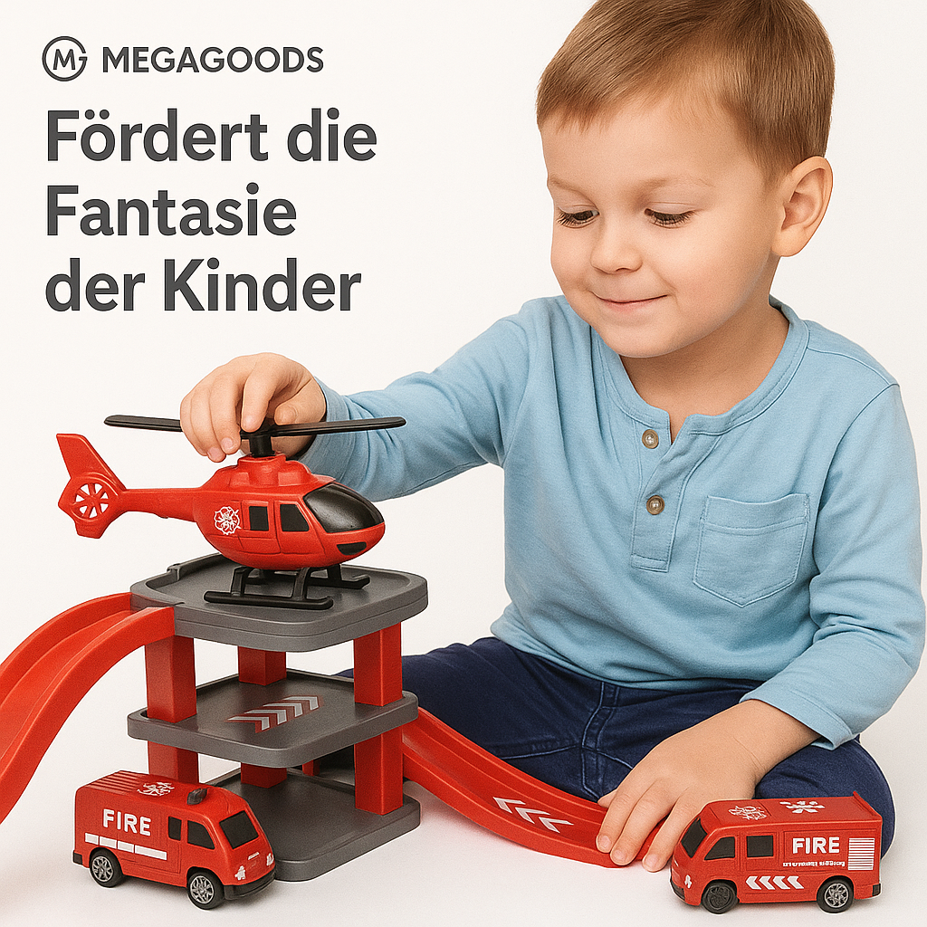 Parkhaus Spielset Kinder Feuerwehr Rettungsstation Autos DE.