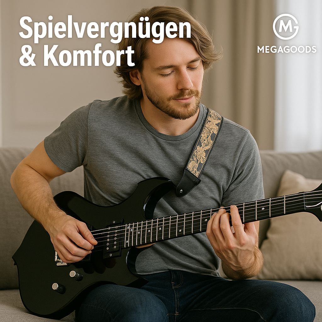 E-Gitarre 6 Saiten 24 Bünde Ahornkorpus mit Tasche & Verstärker DE.