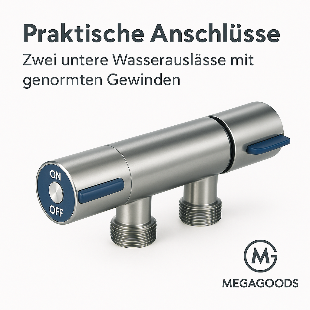 Waschtischarmatur Edelstahl doppelt Griff kalt Wasserhahn DE.
