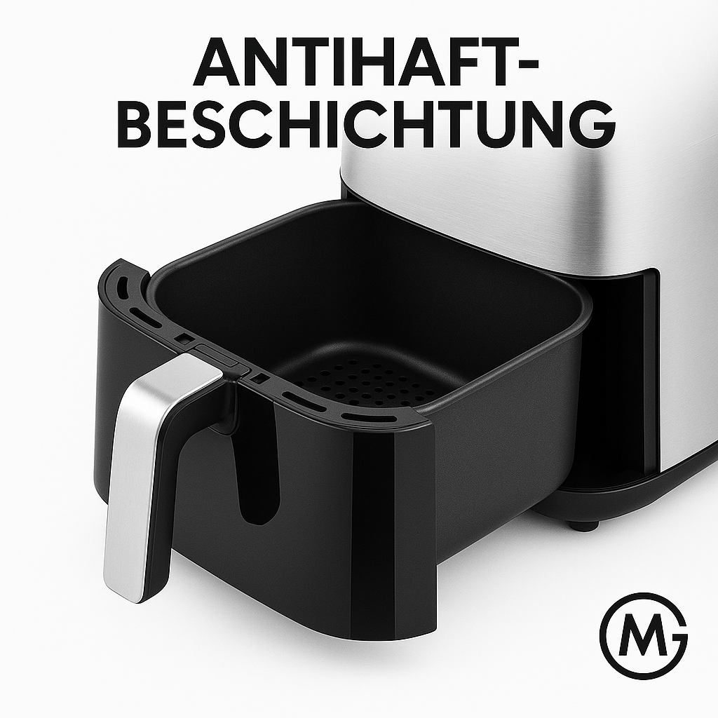 Airfryer 5L Heißluftfritteuse mit Touch Display Sichtfenster DE.