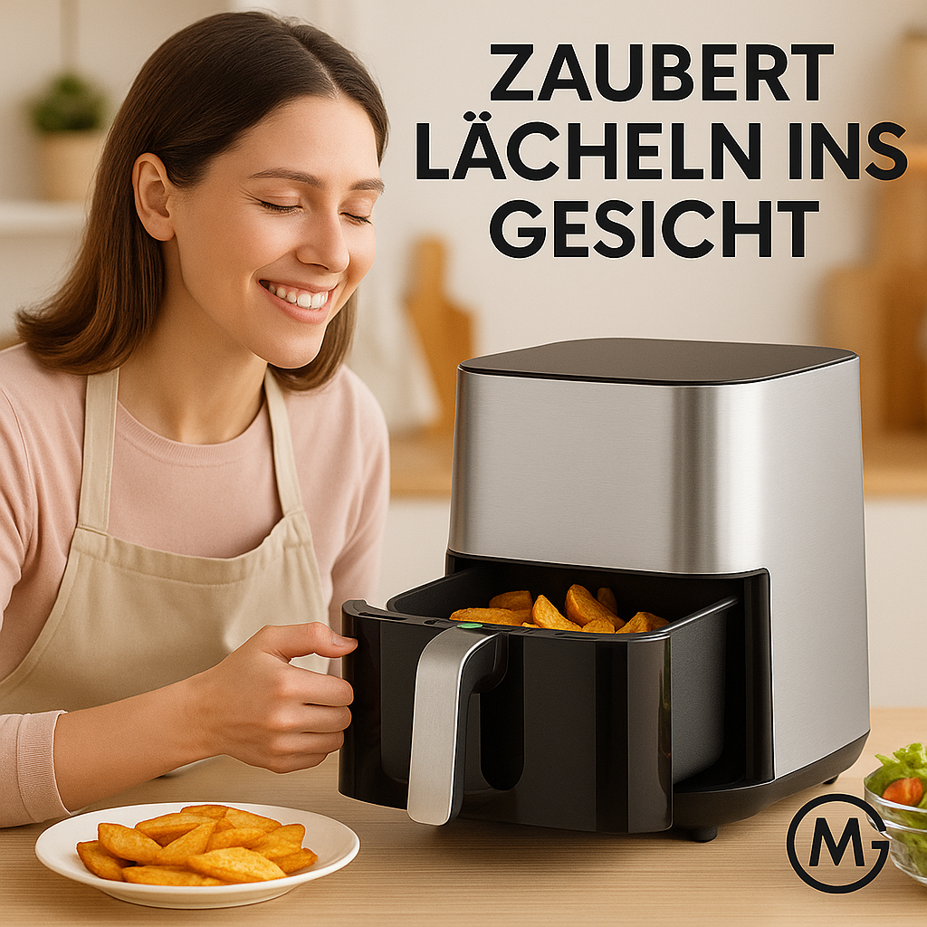 Airfryer 5L Heißluftfritteuse mit Touch Display Sichtfenster DE.