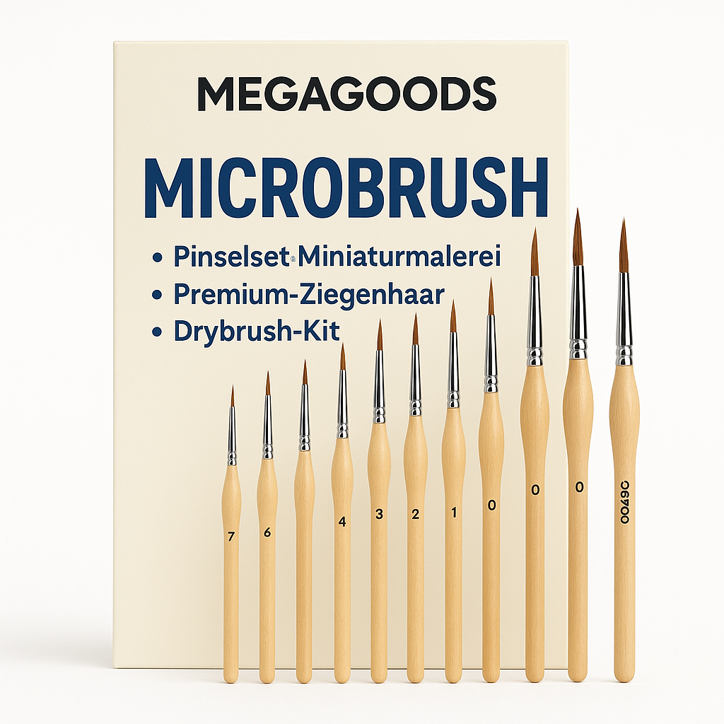 Pinselset Miniaturmalerei 11tlg Premium Ziegenhaar Drybrush Kit DE.